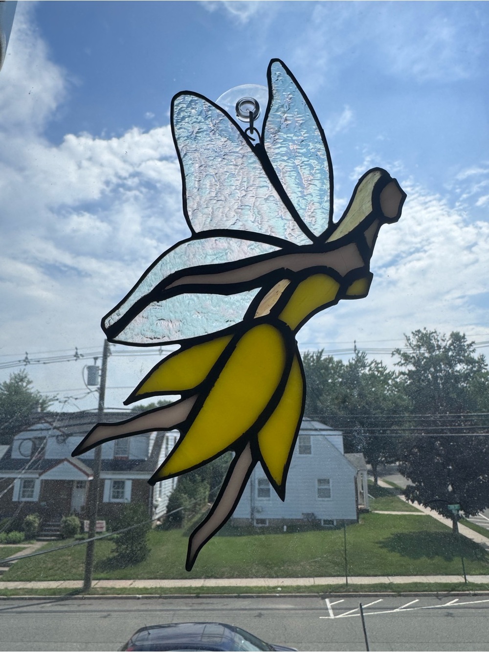 Stained Glass Fairy Window Hanging - Yellow dress